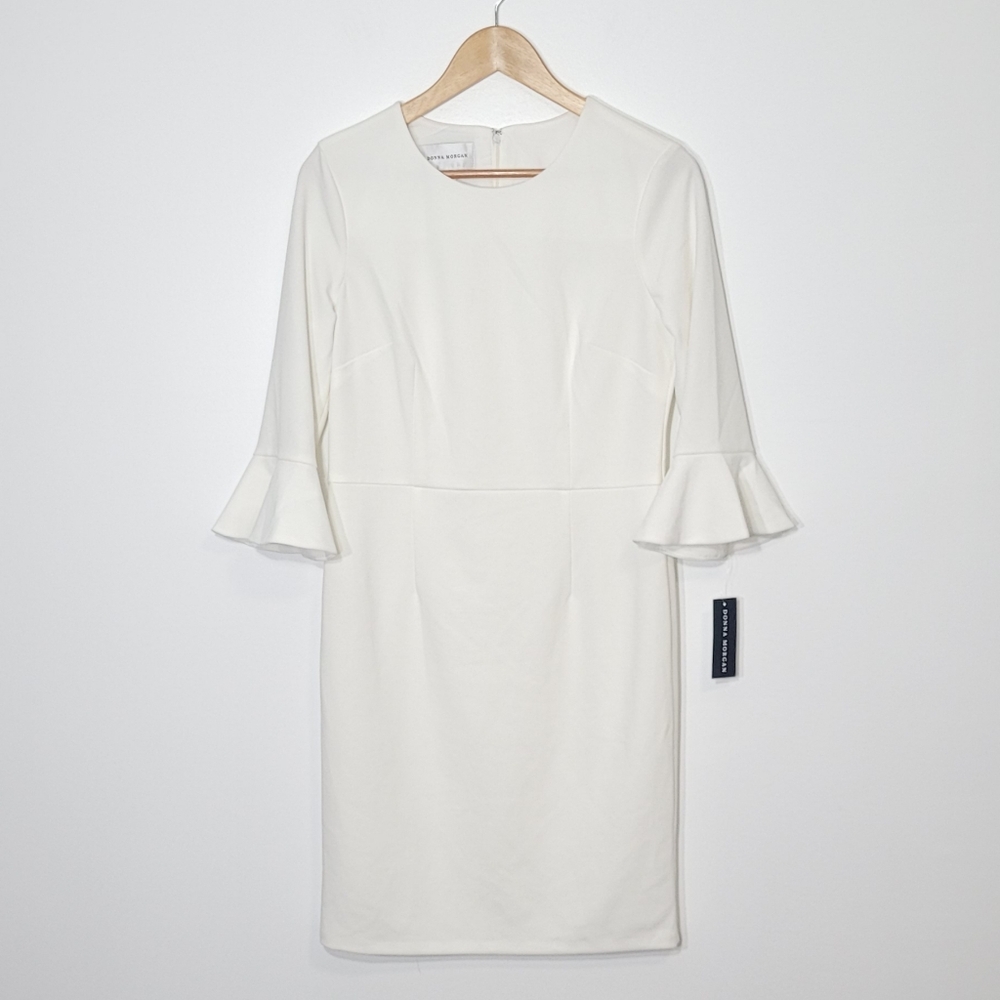 Donna Morgan NEW Ivory Bell Sleeves Zipper Back Business Cocktails Event Size 10
